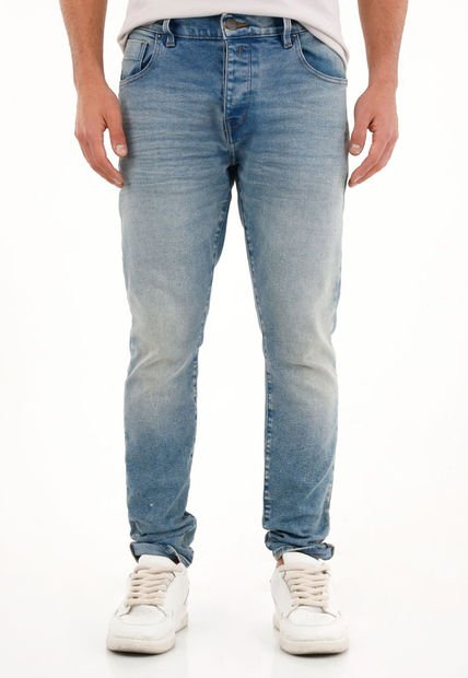 Jean Skinny De Tiro Medio Con Arrugas 3D Para Hombre