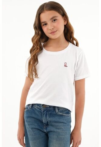 Camiseta Cuello Redondo Blanca Para Niña Tennis