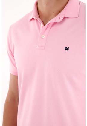 Tennis Polo Rosada Slim Fit Licra Para Hombre