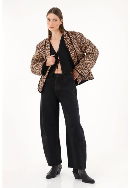 Abrigo Estampado Animal Print Para Mujer