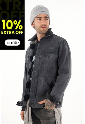 Tennis Chaqueta Tipo Trucker Efecto Cuero Para Hombre