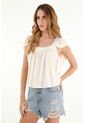 Tennis Camisa Beige De Escote Recto En Chalis Para Mujer de Tennis
