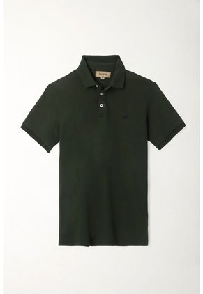 Tennis Polo Verde Slim Fit Cuello Tejido Para Hombre