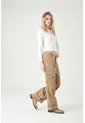 Tennis Pantalón Cargo Wide Leg Con Bolsillos Laterales En Algodón Caqui Para Mujer de Tennis