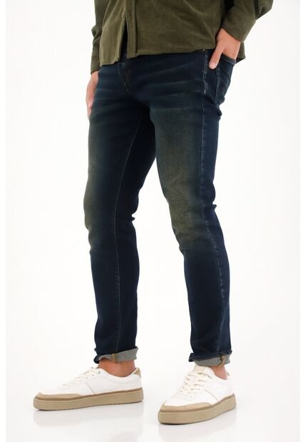 Tennis Jean Skinny Con Arrugas 3D Azul Para Hombre
