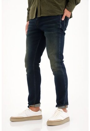 Tennis Jean Skinny Con Arrugas 3D Azul Para Hombre