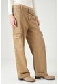Tennis Pantalón Cargo Wide Leg Con Bolsillos Laterales En Algodón Caqui Para Mujer de Tennis