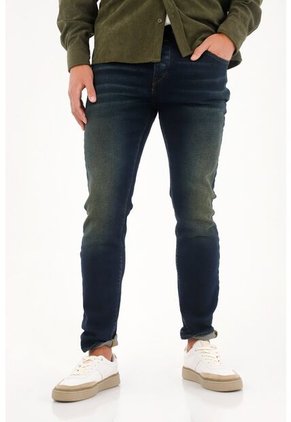 Tennis Jean Skinny Con Arrugas 3D Azul Para Hombre