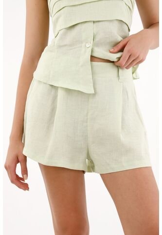 Tennis Short En 100% Lino Verde Para Mujer Tennis