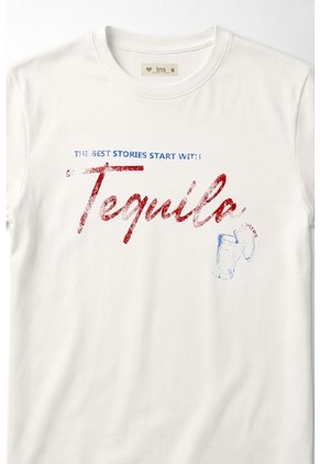 Tennis Camiseta Gráfica Regular Fit Con Print Tequila En Algodón Blanco Para Mujer