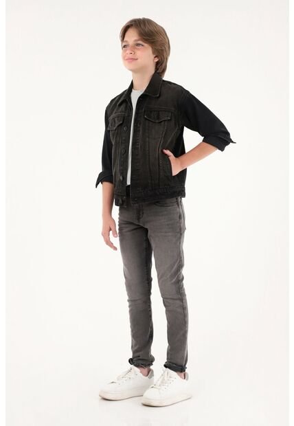 Chaqueta Trucker Negra Para Niño