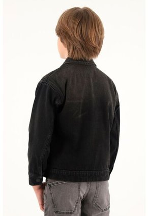 Chaqueta Trucker Negra Para Niño