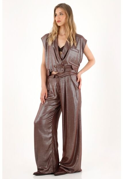 Tennis Chaleco Corto Con Efecto Metalizado Para Mujer