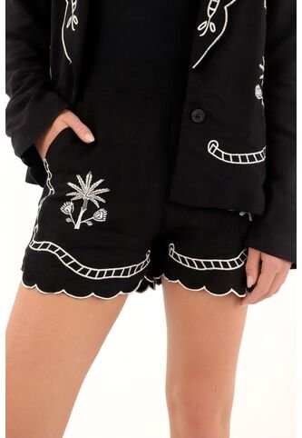 Tennis Bermuda Corta Negra Con Bordados Para Mujer Tennis