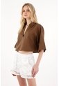 Tennis Camisa Boxy Fit Manga Corta Café Para Mujer de Tennis