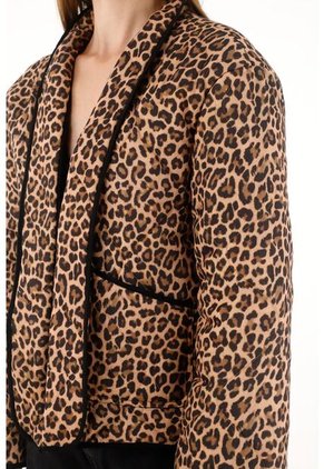 Abrigo Estampado Animal Print Para Mujer