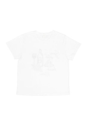 Tennis Camiseta Blanca Con Estampado De Vino Para Mujer