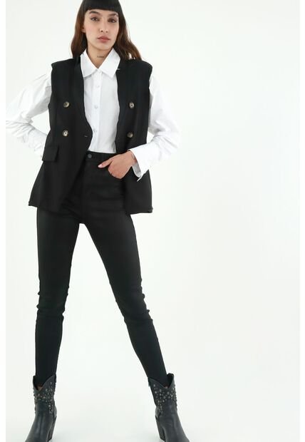 Chaleco Tipo Blazer Negro Para Mujer