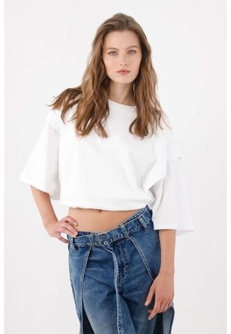 Tennis Camiseta Oversize Con Mangas Amplias En Algodón Blanco Para Mujer Tennis