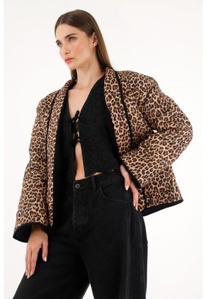 Abrigo Estampado Animal Print Para Mujer