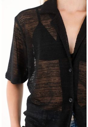 Tennis Camiseta Negra Tipo Bowling Para Mujer