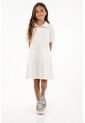Vestido Corto Tipo Polo Crudo Para Niña de Tennis