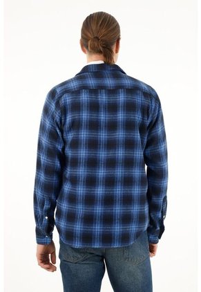 Tennis Camisa Leñadora A Cuadros Azul Para Hombre