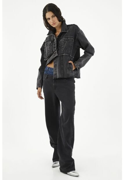 Chaqueta Negra Con Bordado  Para Mujer