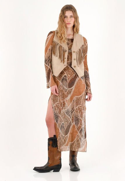 Vestido Manga Larga Tejido Para Mujer