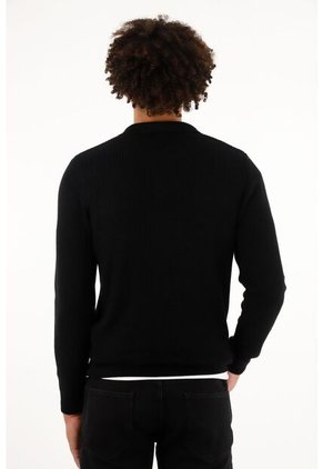 Buzo Tipo Polo Negro Para Hombre