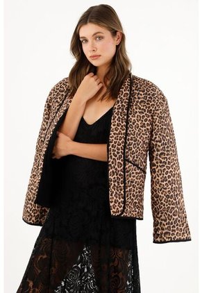 Abrigo Estampado Animal Print Para Mujer