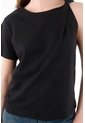 Tennis Camiseta Con Detalle Entorchado En Hombro Negra Para Mujer de Tennis