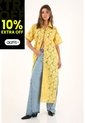 Tennis Kimono Amarillo Con Tela Bordada Para Mujer de Tennis