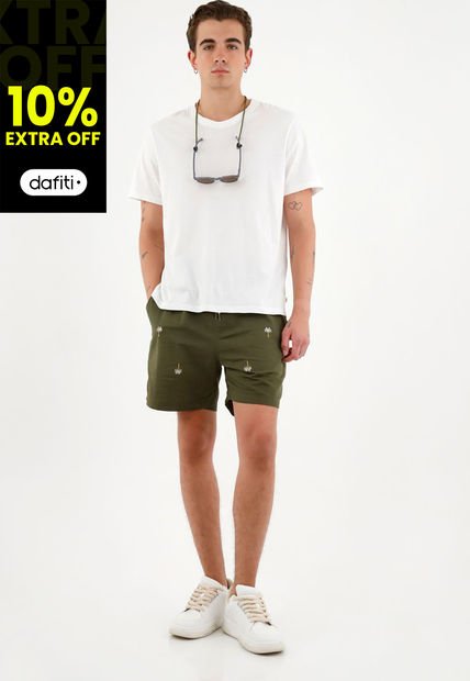 Camiseta Unisex Blanca Con Bordado De Monos En Cuello Posterior