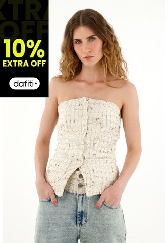 Tennis Chaleco Strapless En Tweed Para Mujer Tennis