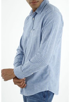 Camisa Azul Manga Larga Para Hombre