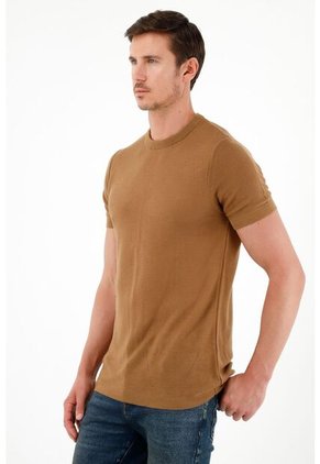 Tennis Camiseta Café Tejida Para Hombre