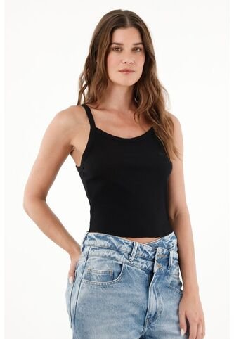 Tennis Camiseta Negra De Tiras Para Mujer Tennis