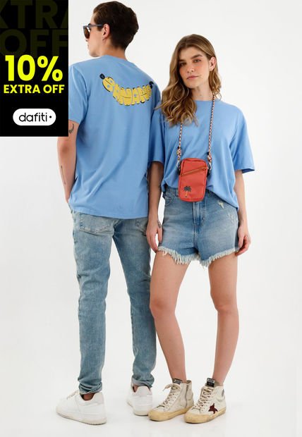 Camiseta Unisex Estampada En Posterior Azul