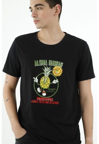 Camiseta Manga Corta Negra Para Hombre Tennis