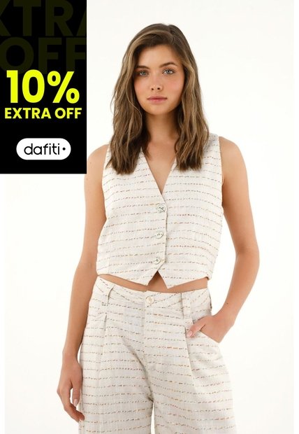 Tennis Chaleco En Tweed Con Botones Para Mujer