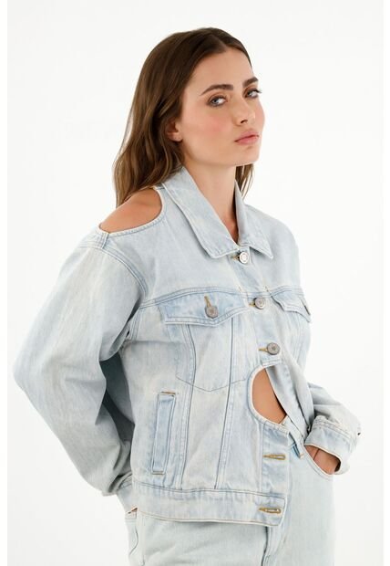 Tennis Chaqueta Con Aberturas Localizadas Azul Para Mujer