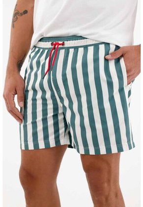 Tennis Pantaloneta De Baño Con Estampada A Rayas Para Hombre