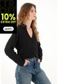 Tennis Camisa Negra Cuello Neru En 100% Lino Para Mujer de Tennis