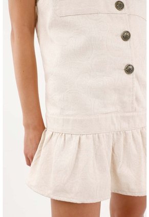 Tennis Vestido Corto Fit Relajado Con Volante En El Bajo En Algodón Crudo Para Mujer