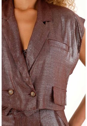 Tennis Chaleco Corto Con Efecto Metalizado Para Mujer