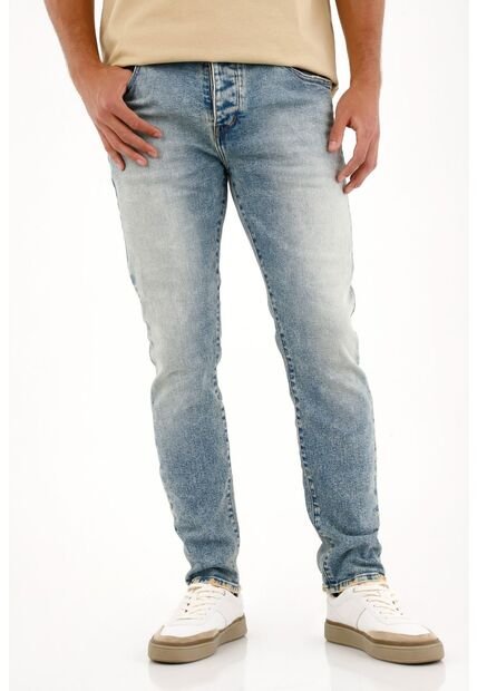 Tennis Jean Skinny Con Lavado Tipo Froster Azul Para Hombre