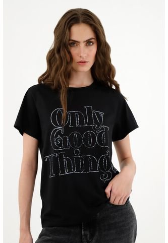 Camiseta Negra Manga Corta Para Mujer Tennis