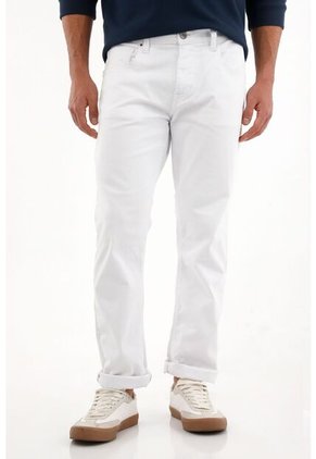 Tennis Jean Recto Cinco Bolsillos Blanco Para Hombre