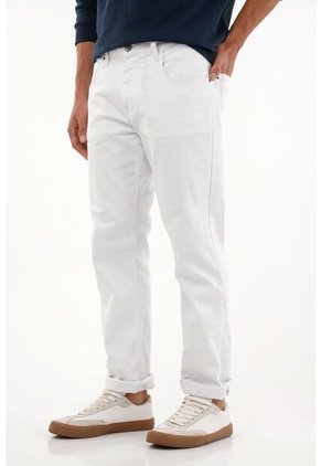 Tennis Jean Recto Cinco Bolsillos Blanco Para Hombre